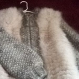 Jacques Saint Laurent rabbit fur and macrame coat